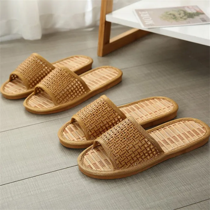 

Fashion Handmade Natural Summer Rattan Flat Sandals Slipper, Bamboo color
