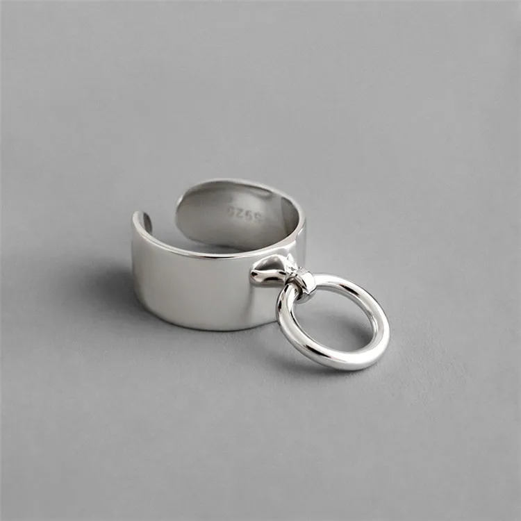 

Men Women Unisex Fine Jewelry S925 Circle Rocker Biker Pinkie Ring Minimalist 925 Sterling Silver Hollow Circle Ring, As picture