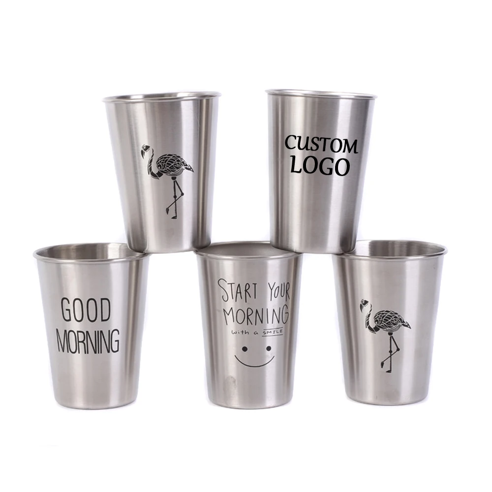 

Custom logo printing SS304 stainless steel tumbler beer cup, Stainless steel color