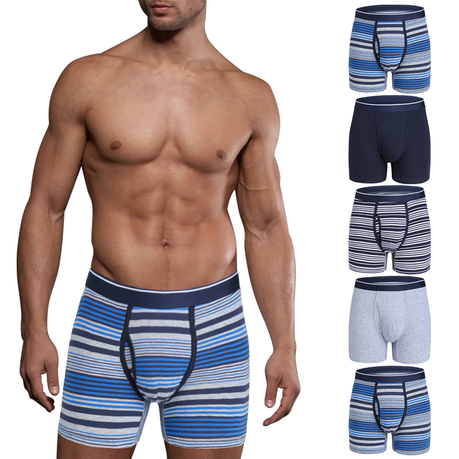 

Hot sale in Amanzon cotton/spandex stripes comfortable men underwear boxer brief for daily used