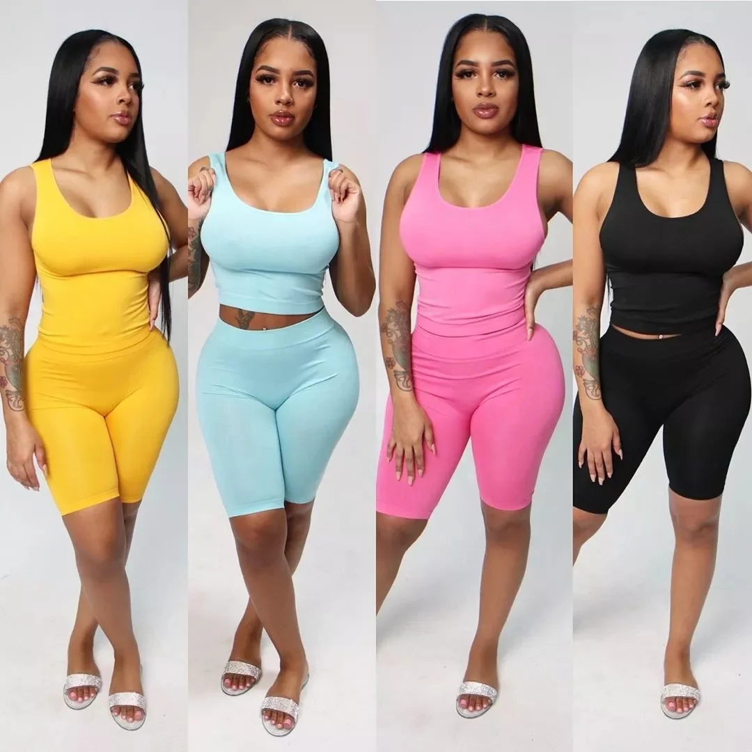 

Sexy Biker Short Sets Women Solid Two Piece Set sweatsuit Women Outfits 2 Piece Short Sets Clothing