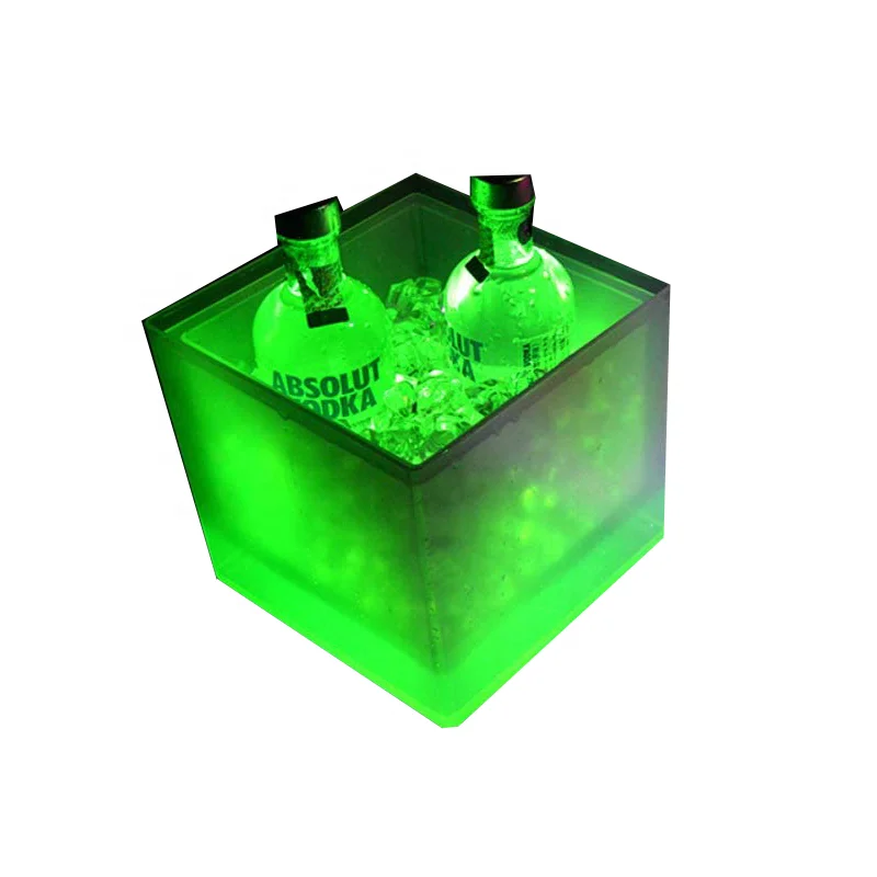 

Wholesale Plastic battery Light Up LED square Ice Bucket Illuminated Beer Ice Buckets, Customized color