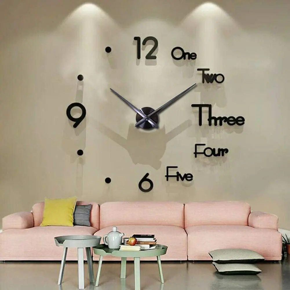 

3D Modern Wall Clock Sticker Clock Wall Sticker Punch Clock DIY Simple Black, Black, silver, gold, red