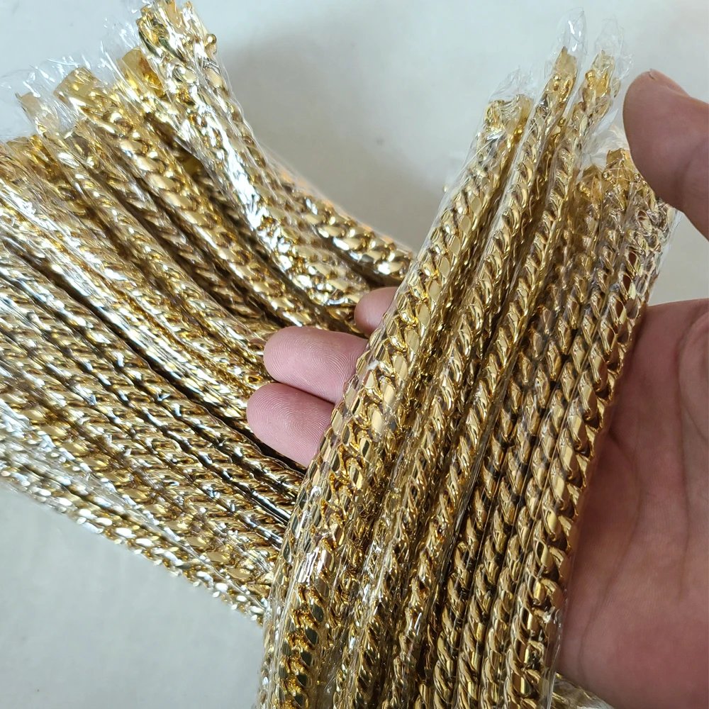 

Factory Price Gold Plated Stainless Steel Miami Cuban Link Chain Bracelet For Men