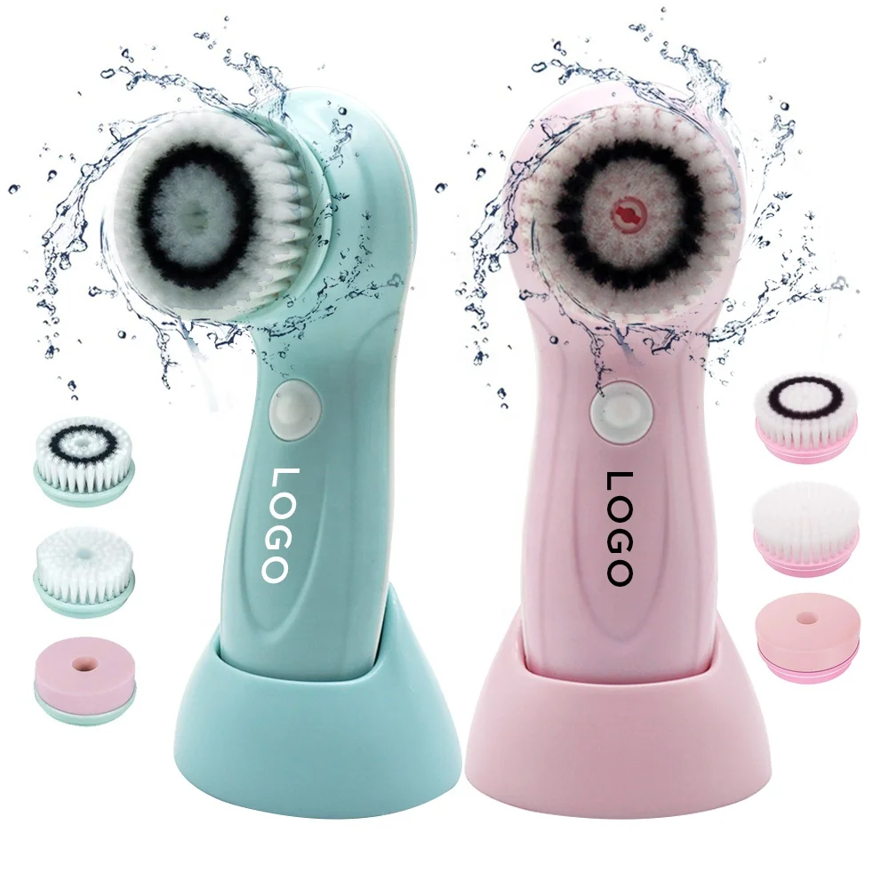 

High Quality Customize Logo USB Rechargeable 3 in 1 Face Cleaning Brush for Pore Cleaner, Pink/blue