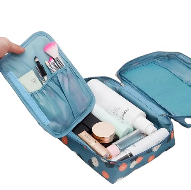 

Manufacturer Supply Custom Logo Folding Travel Cosmetic Case Makeup Containers Travel Toiletry Bag With Zipper