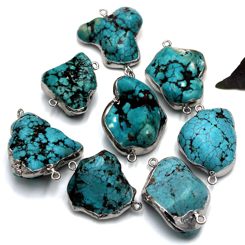 

2021 Charm Gemstone Pave Rhinestone Pendant Crystal Paved Turquoise Tumble Pendant for Fine Jewelry Making, As a pic