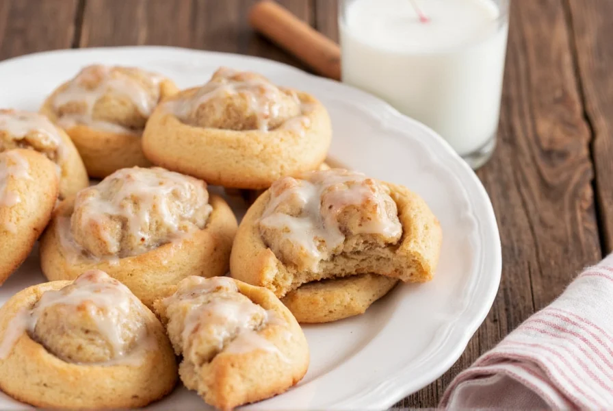 Step-by-step visual guide showing the rolling and slicing technique for cinnamon bun cookies