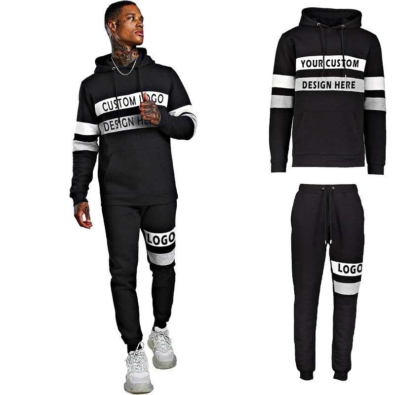 

OEM black color silk screen printing jogging sports custom tracksuit
