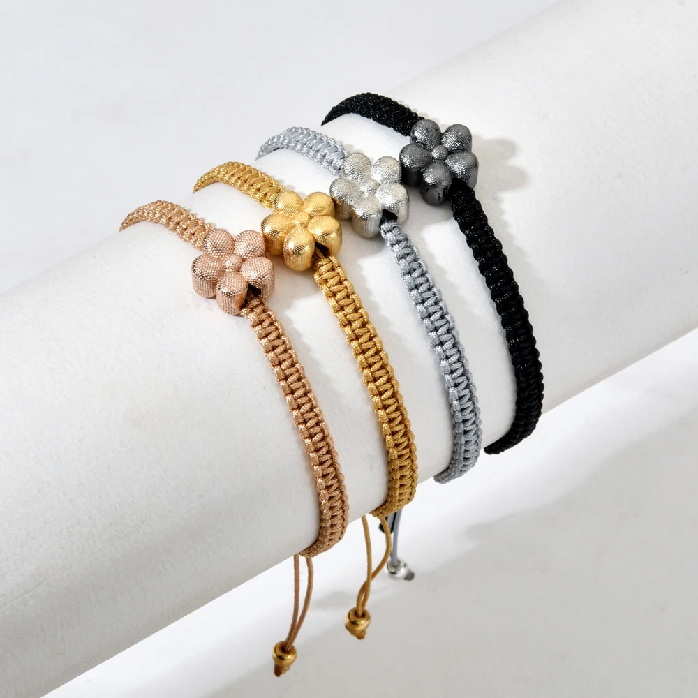 

Flower Charms Bracelets For Women Party Fashion Jewelry Wholesale Leaf Beads Lucky Thread Beads Bracelet Diy Handmade