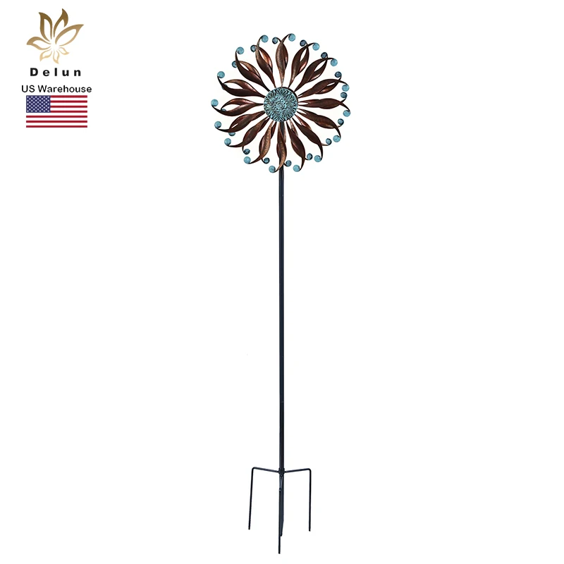 

Hot Selling Kinetic Yard Decor Sunflower Wind Spinner Stake Metal