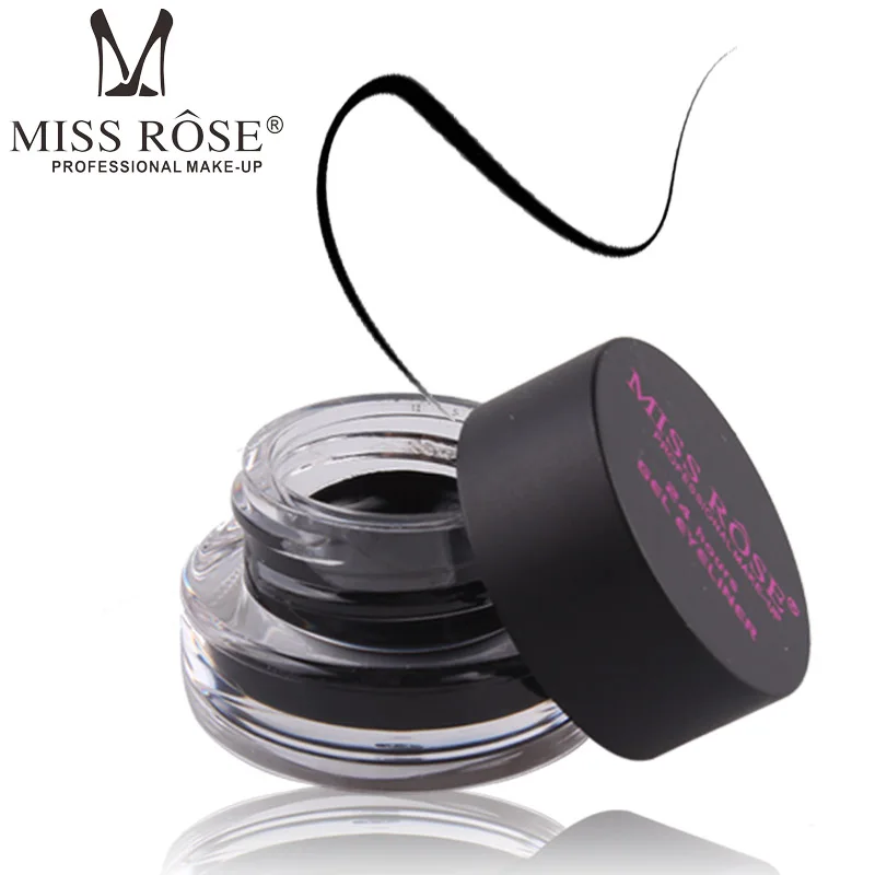 

Miss Rose Makeup Cosmetic gel eyeliner waterproof Long Lasting Two Colors Option Eyeliner Cream Gel with Brush