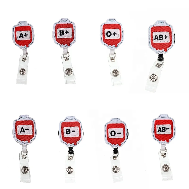 

gift for nurse mix felt badge reel cute doctor Blood type nurse medical retractable badge holder Accessories, Picture