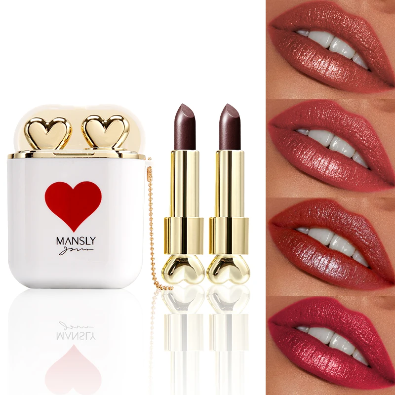

Airpod Cute wireless earphone design love double lipstick fashion private label lipstick a special gift for girls, 4 colors