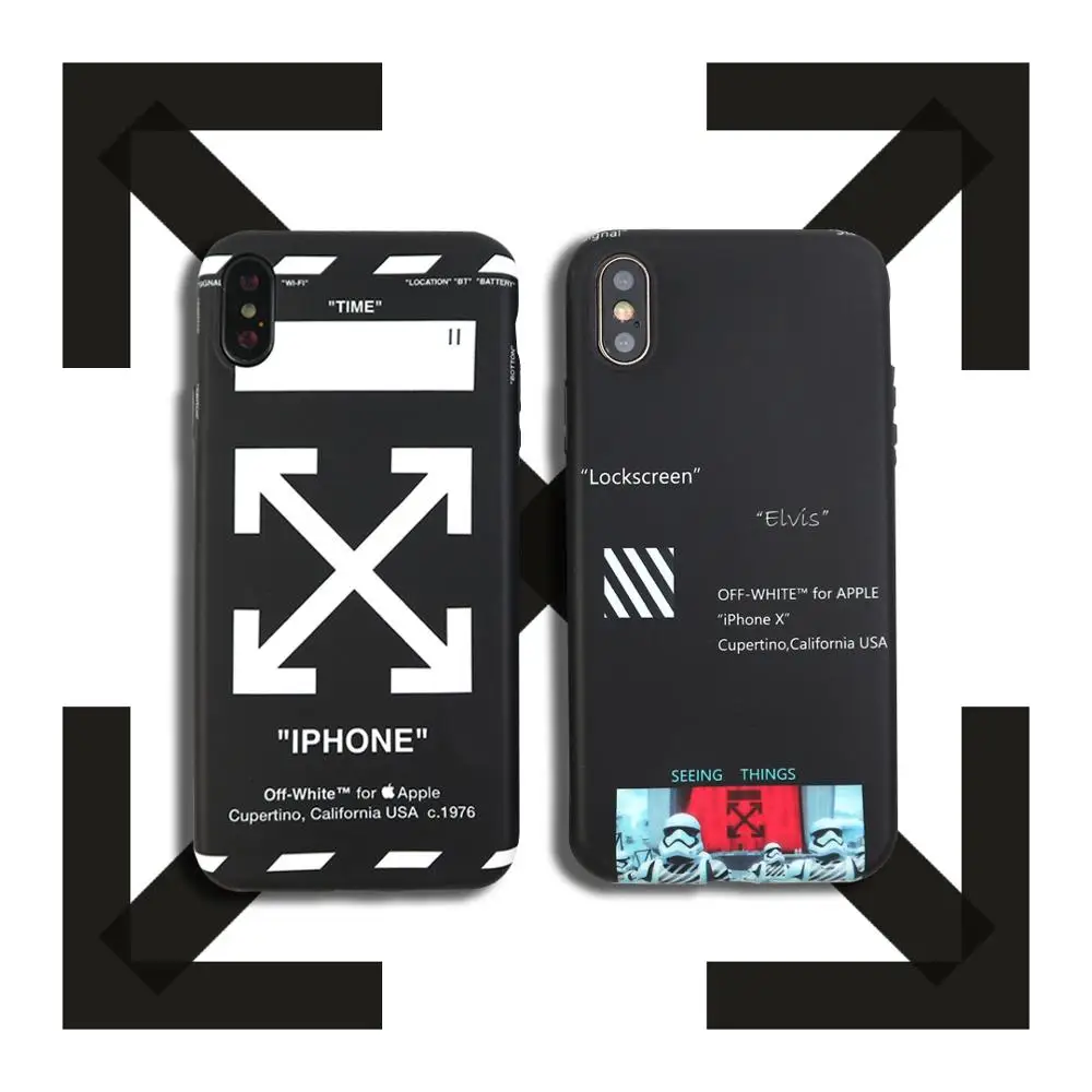Stylish closed OW white arrow soft silicone case suitable for Apple XS Max XR 7 8 imd case