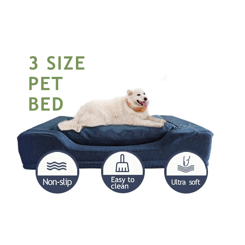 

Blue large ultra soft removable inner memory foam comfortable non-slip bottom L pet sofa bed