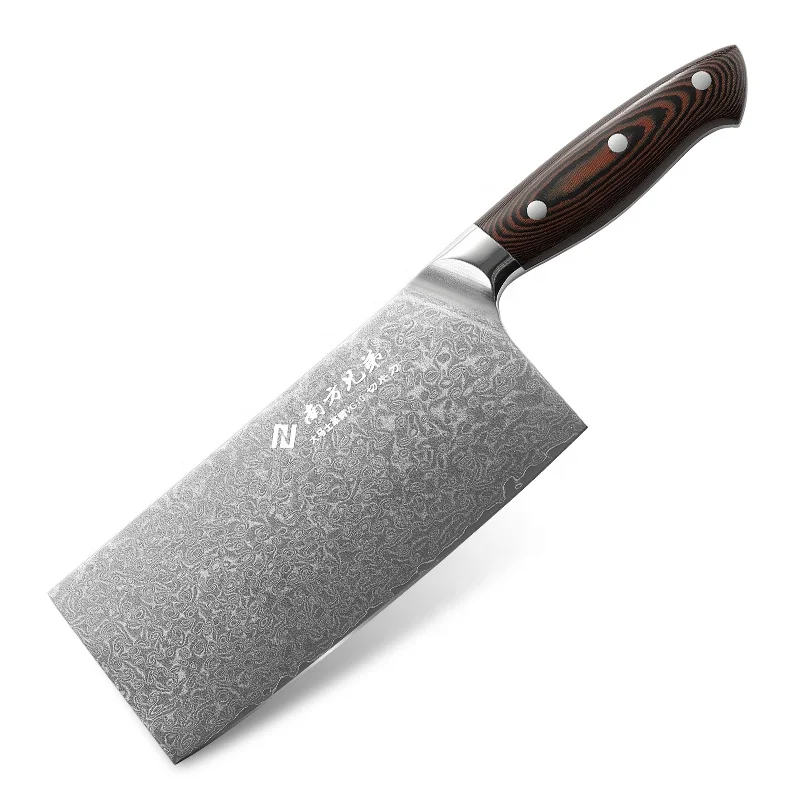 

Damascus Cleaver Knife Professional Super Steel VG10 High Damascus Steel Comfortable Ergonomic Wood Grain Handle Carbon Steel