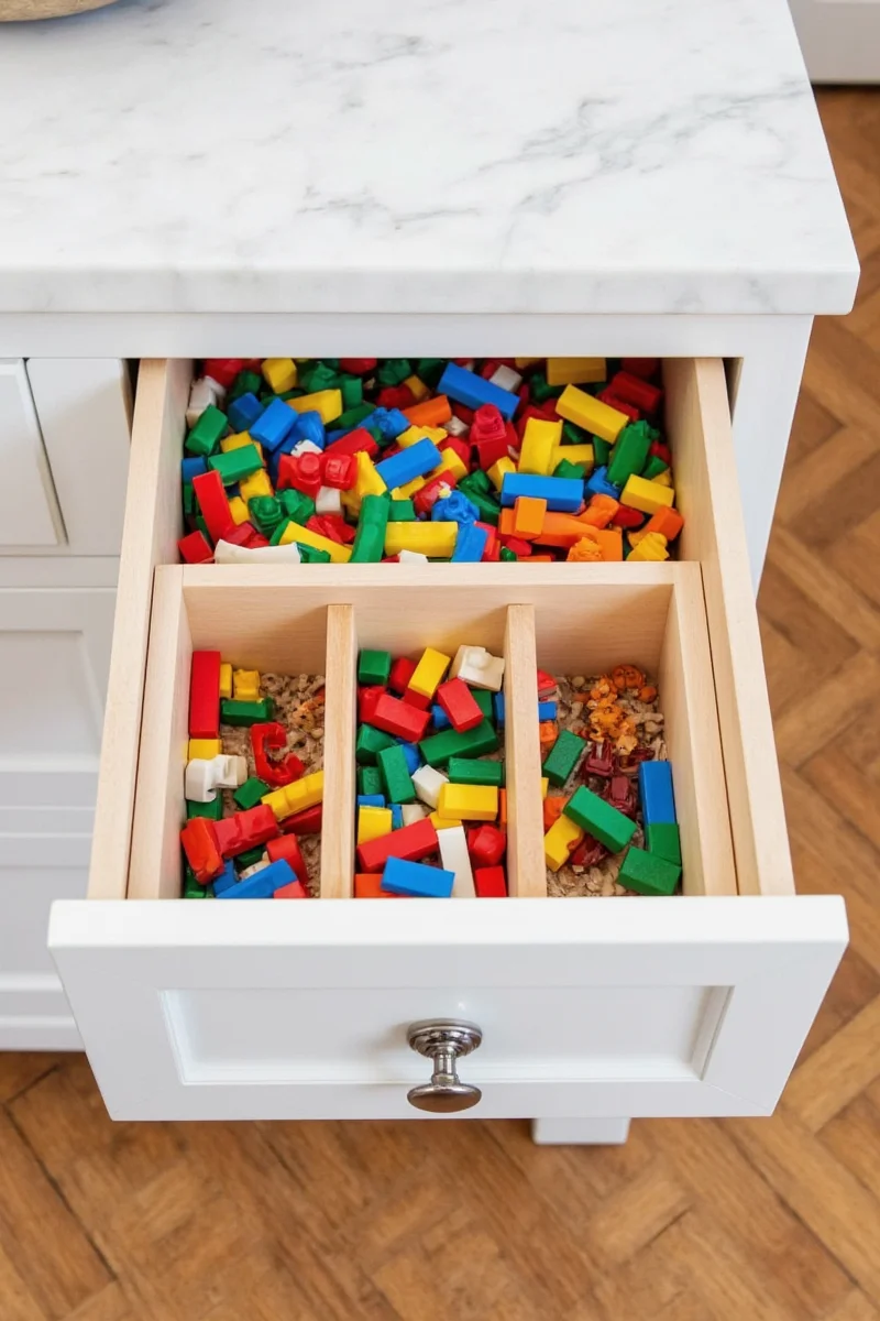 Happy family enjoying organized drawer together