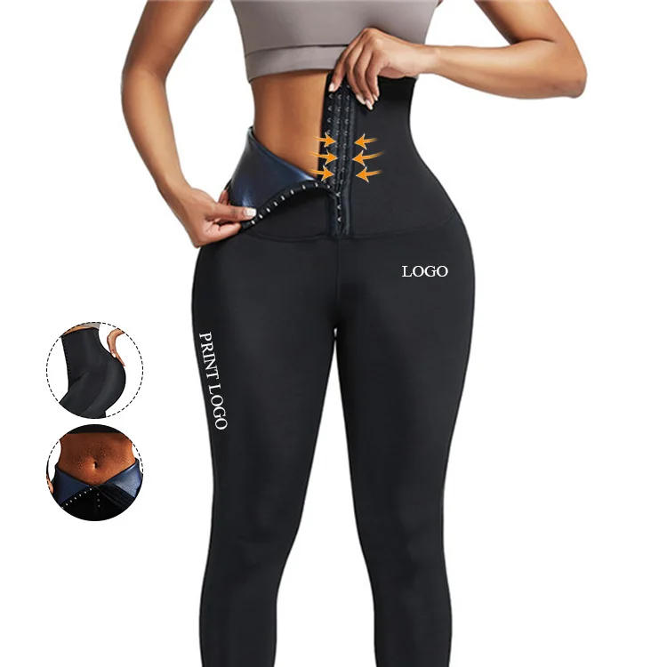 

Custom Logo High Waist Yoga Pants Neoprene Sauna Sweat Women Fitness Lose Weight Tummy Control Waist Trainer Leggings, As show