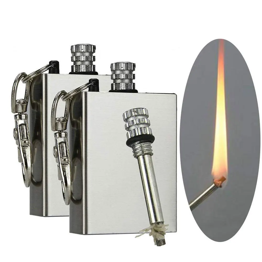 

FLQ Permanent Stainless Steel Flint Fire Starter Match Lighter, Silver