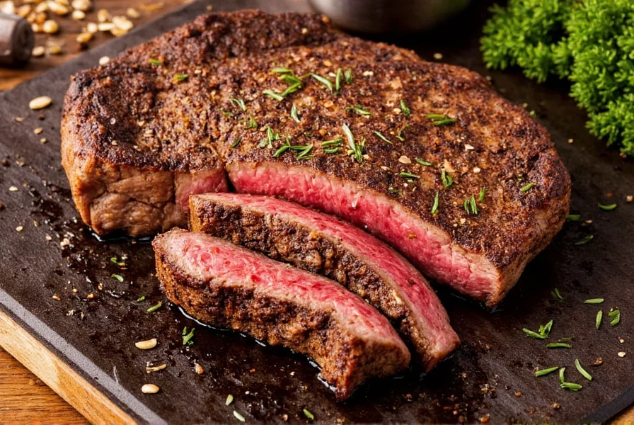Perfectly seasoned steak