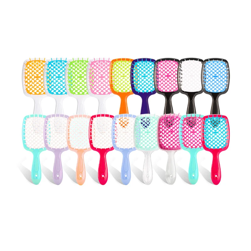 

Multipurpose Scalp Massage Styling Hair Brushwide tooth plastic hollowing colorful combHoneycomb Mesh Air Cushion Comb.