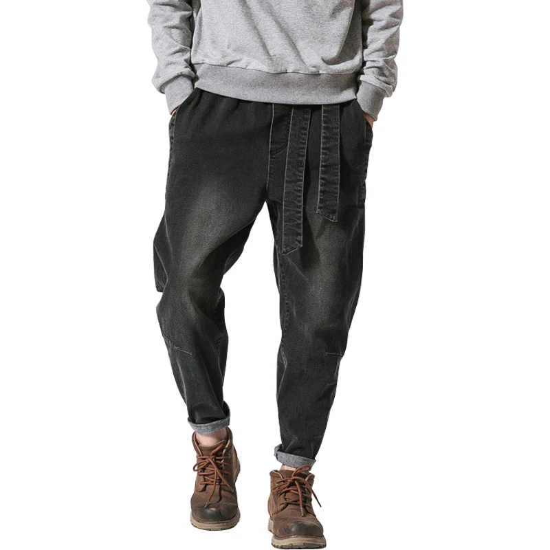 

Wholesale male fashion casual wide leg trousers loose straight retro denim pants for men clothing, 3 colors