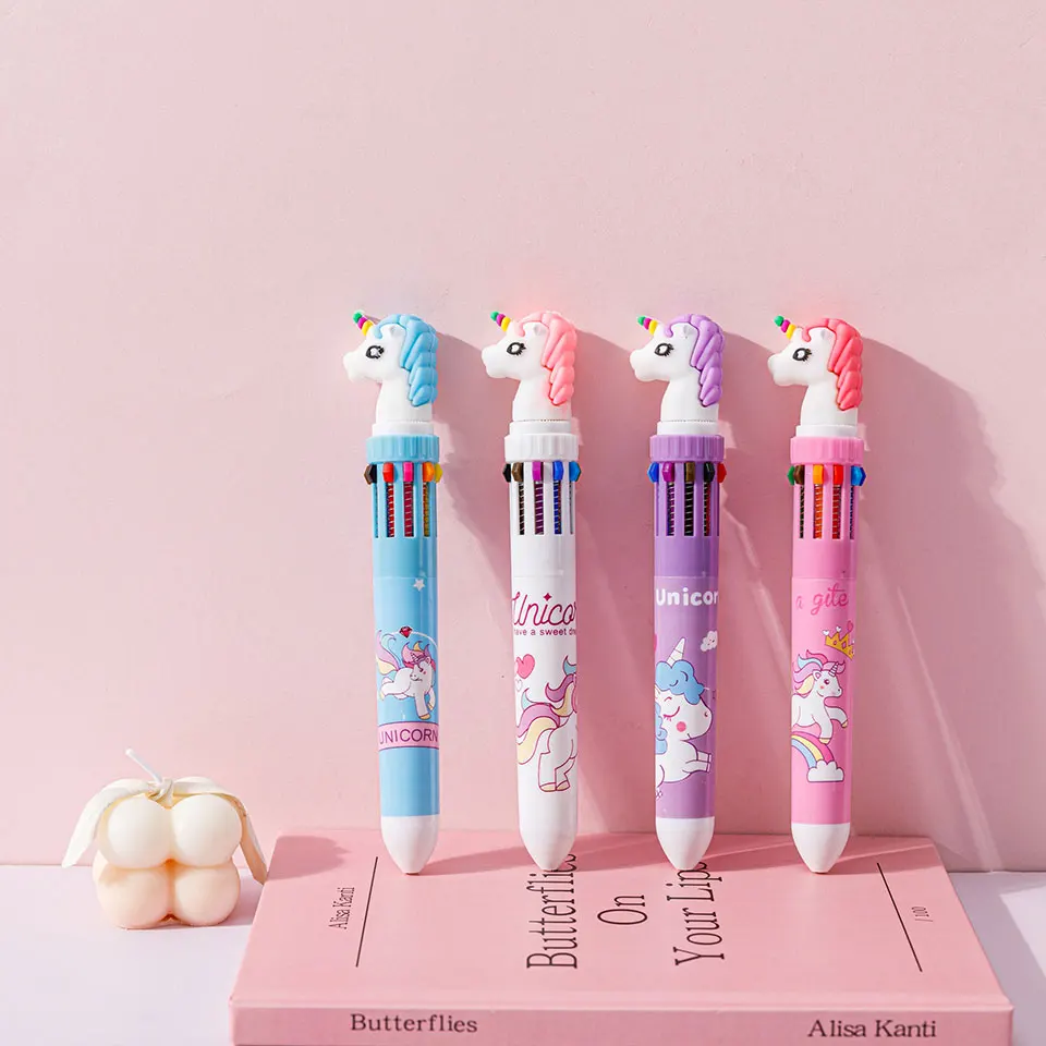 

Cute Unicorn Hamster Dinosaur Rabbit 6 colors Ball Pen Multi color ball pen