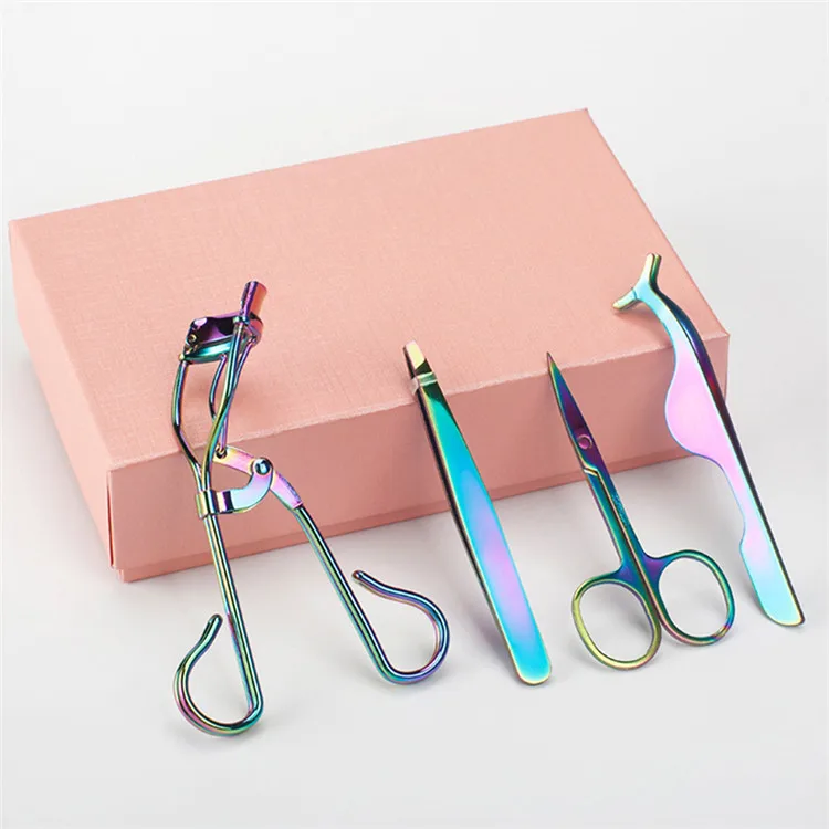 

Eyelash lifting extension kit tools box tweezers set custom lash accessories with eyelash curler eyelash scissors private label, 6 colors