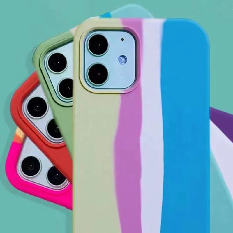 

rainbow accessories fundas para celular estuche cover color arcoris products silicone case 2021 for iPhone all Models