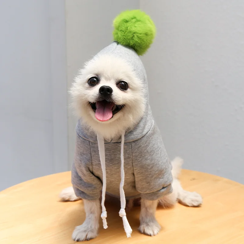 

Pet Clothes Hoodie Dog Hoodie Cute Ball Coat Winter Warm Pet Clothes Sweatshirt Puppy Cat Pullover Dogs Pets Clothing, Gray, pink, light green