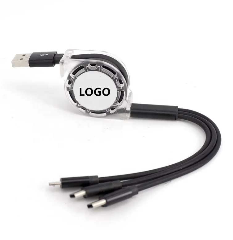 

Custom Logo Universal Retractable 3 in 1 Multi Multiple 3in1 USB Charging Charger Cable