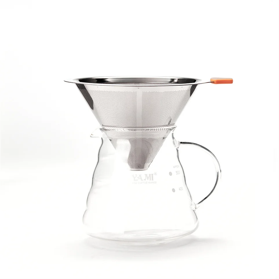 

Sino Union High Quality V60 Ceramic Coffee Filter Cup Cone Filter Cup, Stainless steel color and golden