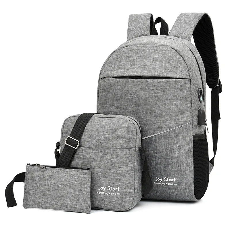 

Three Separate Set USB Charge Polyester Outing Travel Leisure Bag Business Laptop Backpack With Earphone Hole For Young People, Customized color
