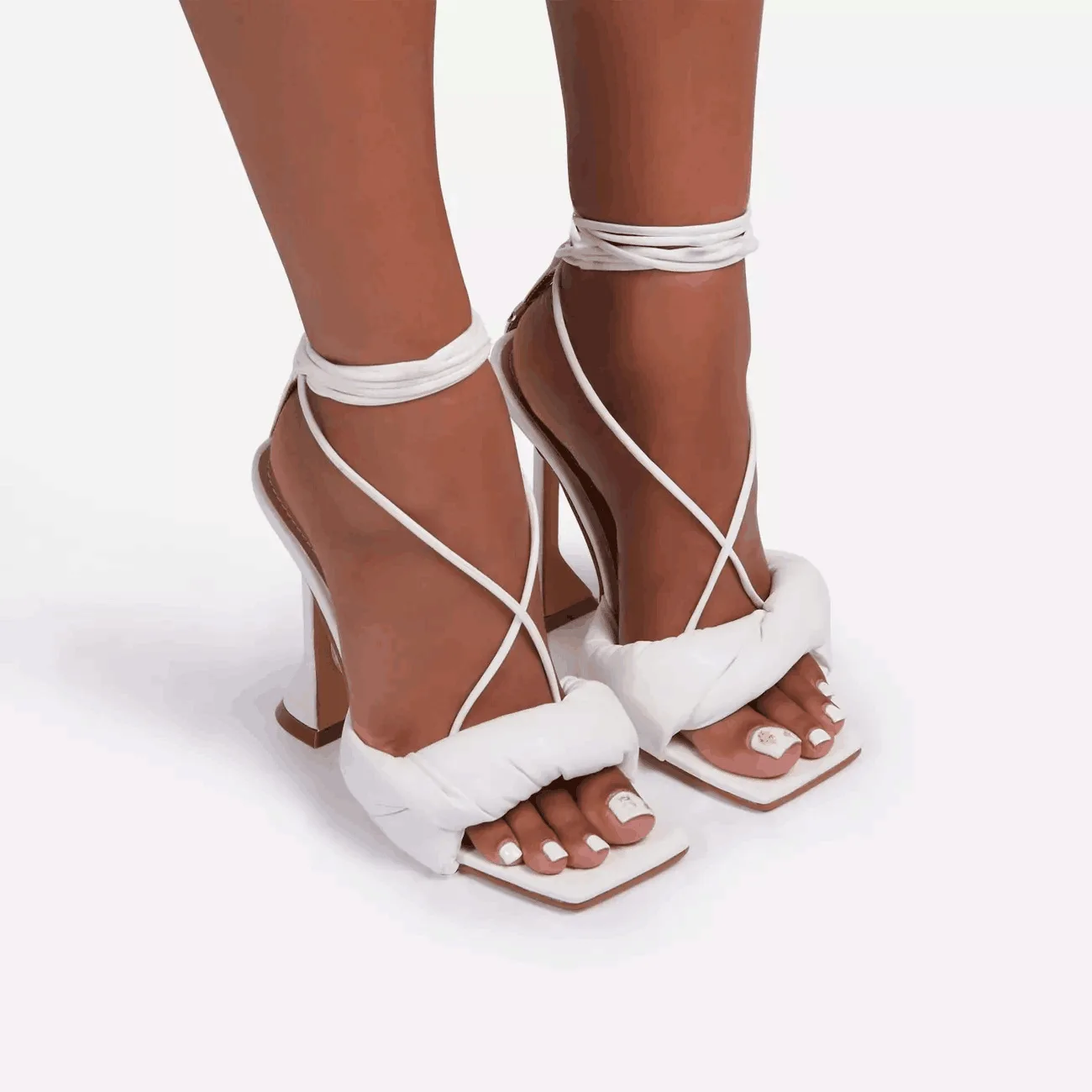 

2021 new foreign trade shoes women's stiletto shoes with one line back tie hairtail mouth white summer sandals, Customized color