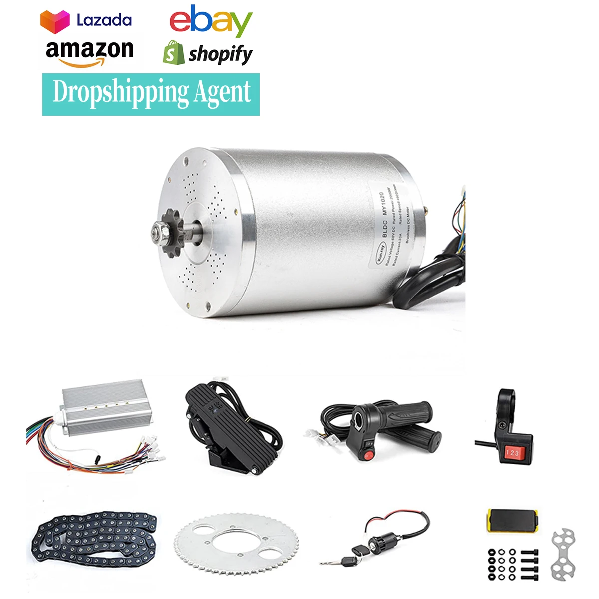 

kunray 48V 2000W 4300RPM Rated Controller Electric Brushless DC Motor for Go Kart ATV