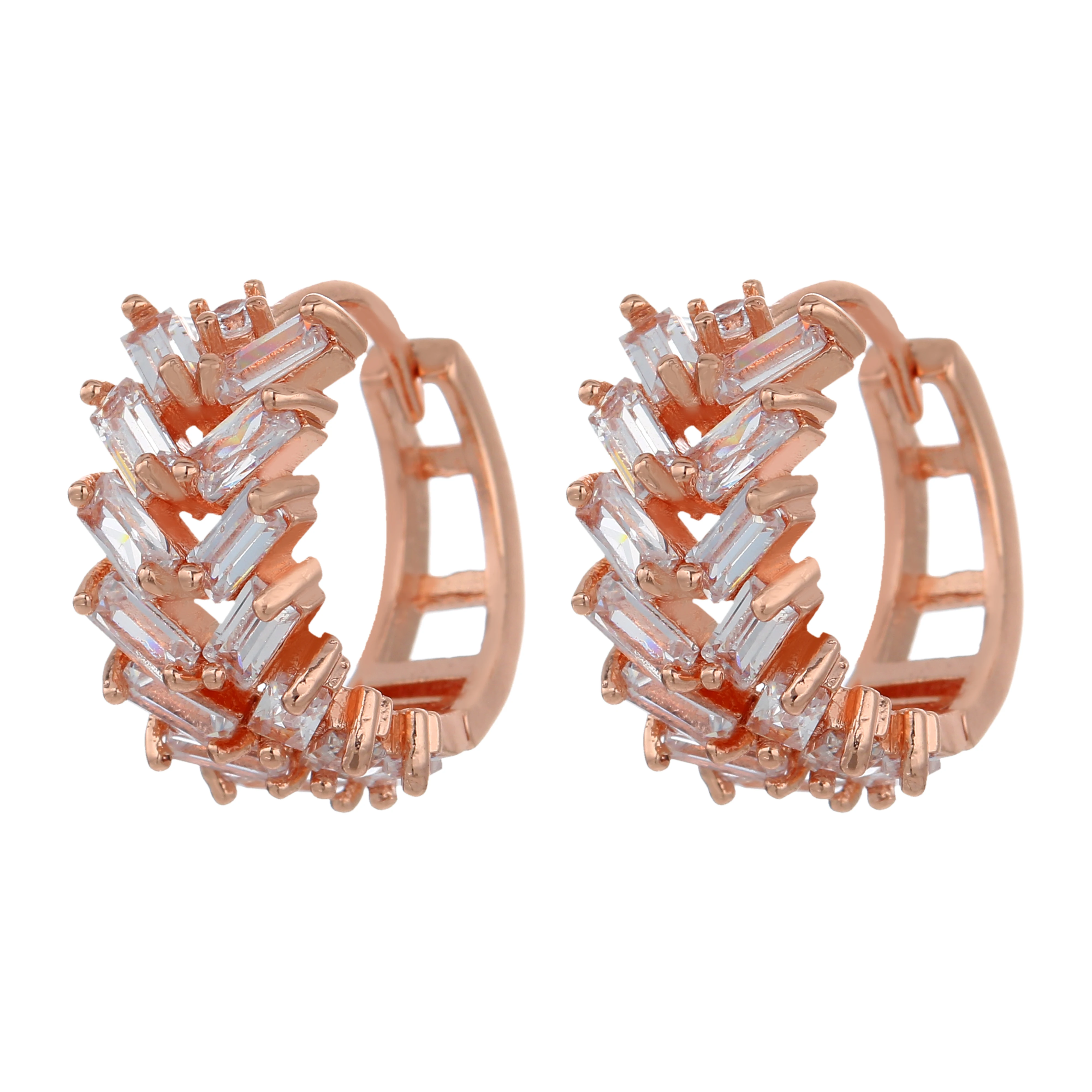 

2020 Fashion Three Colors Small Hoop Earrings Claw Setting Zircon Earrings Women Girls Party Gifts