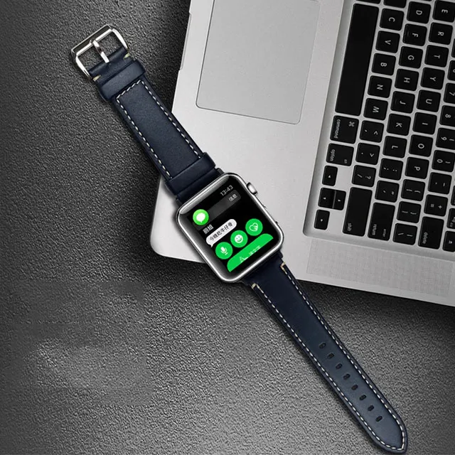 

Real Italian cowhide 38mm 40mm black apple watch leather band custom