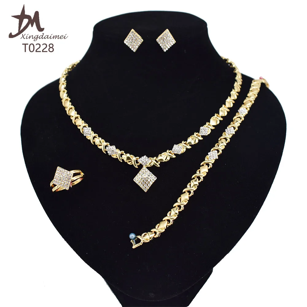 

T0228 USA 2020 hot sell fashion 18K gold plated XO jewelry set