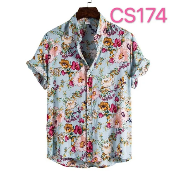 

Summer Hawaii Shirts Men Chemise Pour Homme African Design Fashion Short Sleeve Plus Size Geometric Printed Hawaiian Shirts