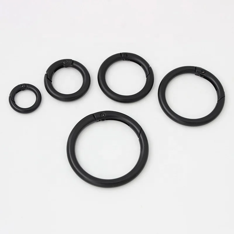 

Nolvo World Dark Black 5 Size 13-19-25-32-38mm Metal Open O Ring Clasp Trigger Snap Clip Spring Ring Buckle For Handbags