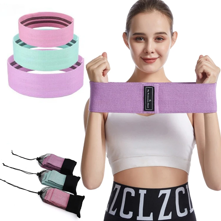 

Yoga Women Hip Elastic Exercise Fitness Band Resistance Anti Slip Fabric Resistance Bands Set, Existing colors as picture showing