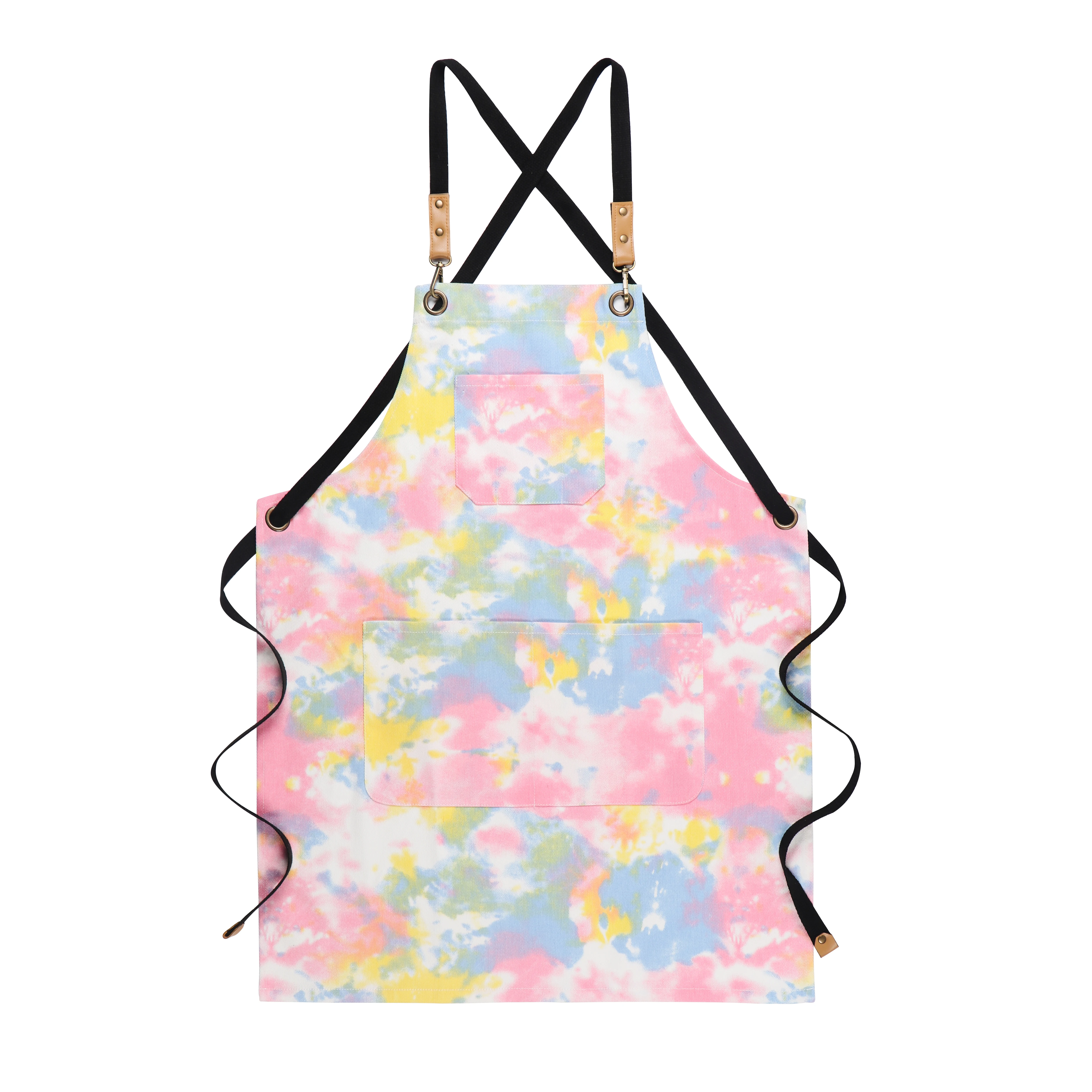 

Creative Tie-dye Soft Cotton Apron Flower Shop Cafe Restaurant Bookstore Waiter Household Cleaning Unisex Waist Fashion Apron, As shown