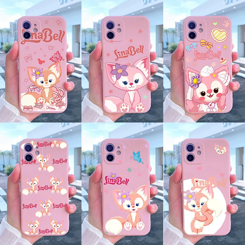 

Cartoon Pink Fox Case for iPhone 13 12 11 Pro Xs X XR Max 8 7 SE PIECE Silicone Cases Soft Black Cover