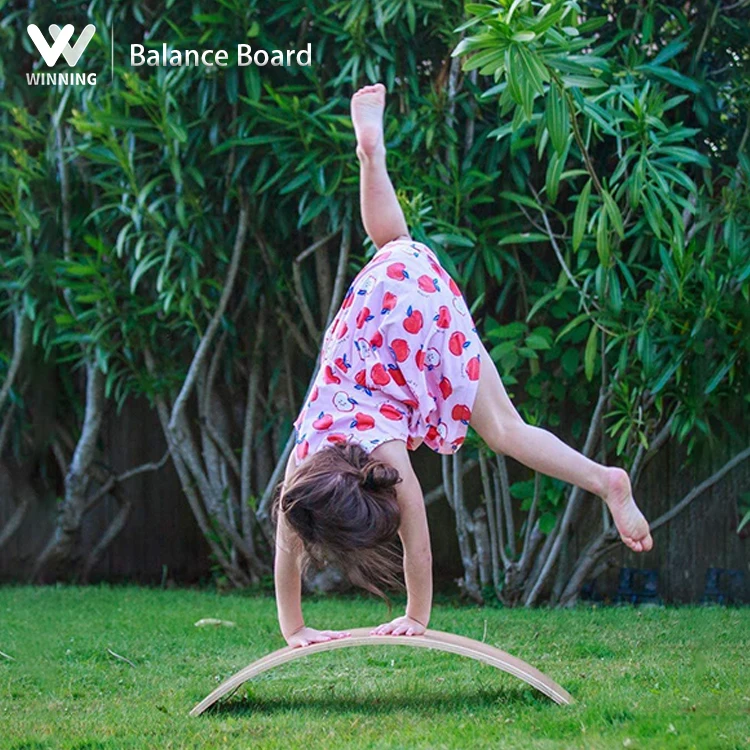 

Winning New Design Montessori Balancing Toy Wobble Curved Board Game Wood Kids Yoga Fitness For Kids Wooden Balance Board, Natural wood/rainbow colors/oem