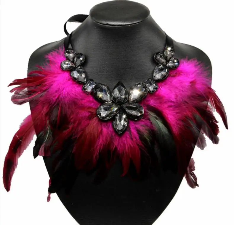 

JM68805 Hot sale Fashion Feather necklace Women's trendy choker necklaces Six colors