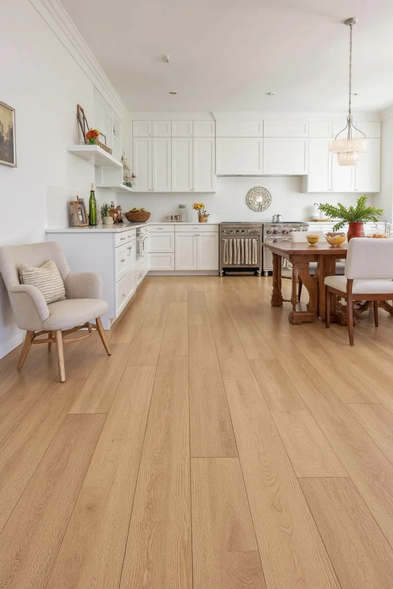 Hardwood floor with stained medallion center design
