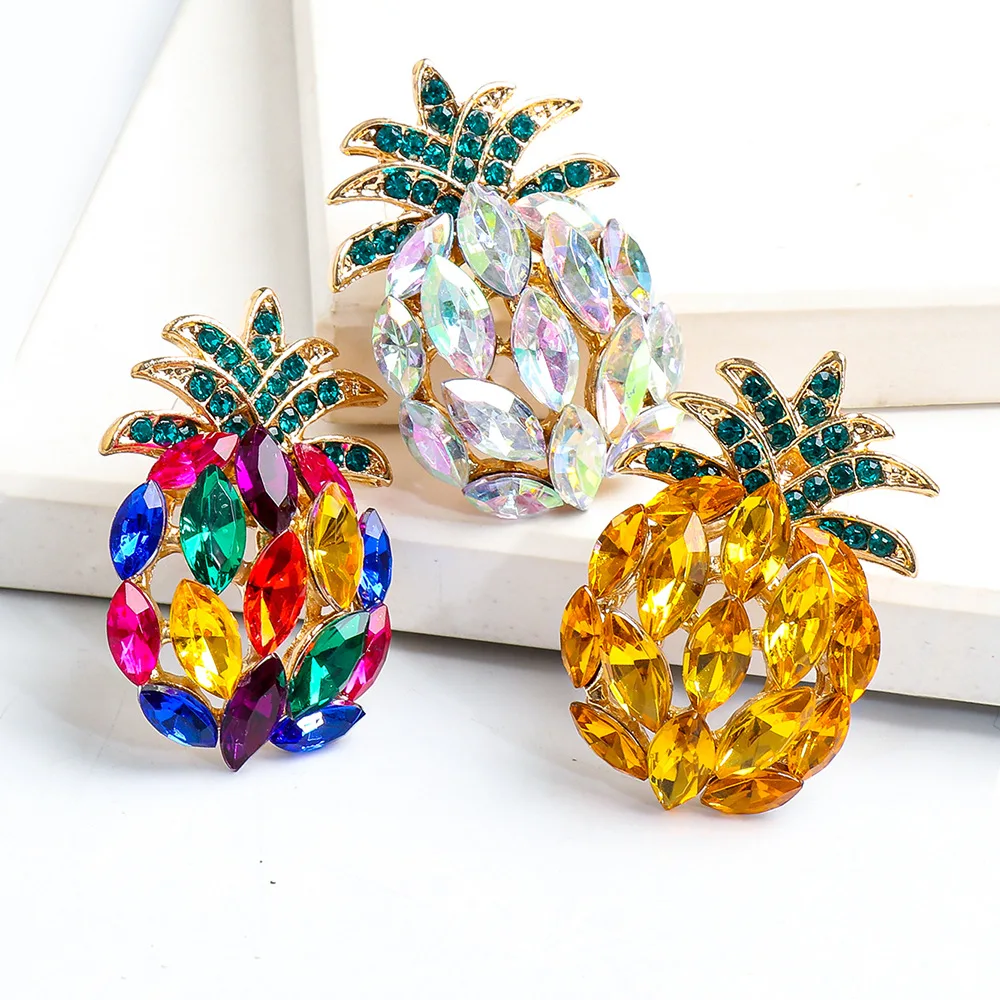 

Fashion European and American Rhinestones Diamond Pineapple Earring Personality Fruit Stud Earrings Jewelry