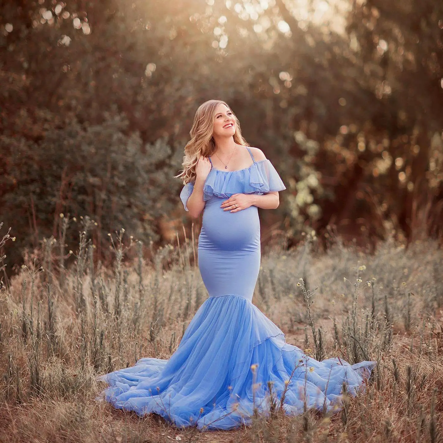 

Fashion Vest Short Sleeve Tailing Tulle Casual Maternity Evening Dress For Photo Shoot