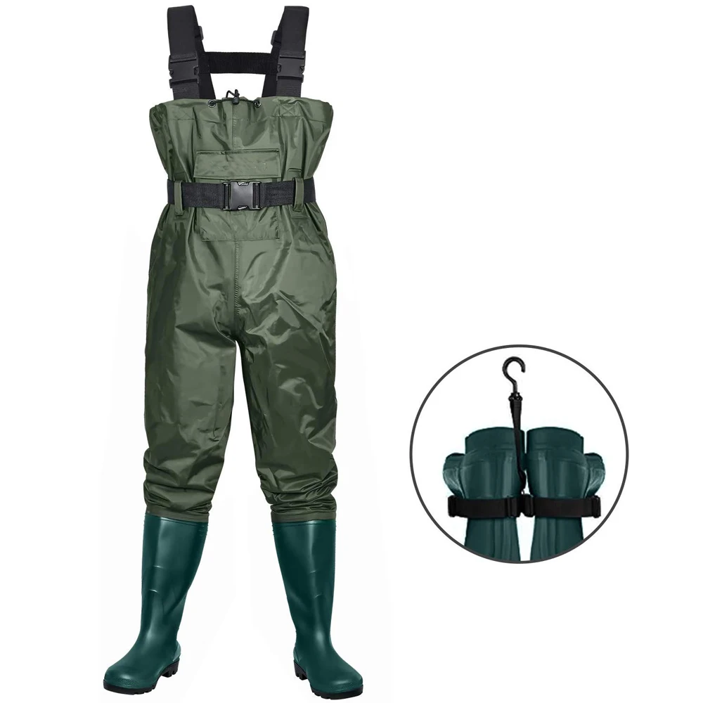 
Hip wader, lightweight hip boot for Men and Women, 2-Ply PVC/Nylon fishing hip wader (Green and Brown) B07 